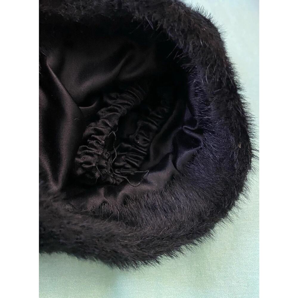 1950s 60s Black Mink Collar Fur Swing Coat Mad Men Mod Trapeze Women’s S M - Picture 7 of 11
